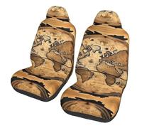 QMKFWT Ancient Map World Globe Printed 2 Pcs Automotive Seat Covers for Front with Elastic Straps Car Protector Seat Covers for Car SUV Truck