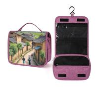 QMKFWT Ancient Town Toiletry Bag Waterproof Makeup Bag with Hanging Hook Cosmetic Bags for Women Travel Essentials