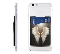 QMKFWT Angel Wing Phone Wallet, Stick On Card Holder for Back of Phone Case - Leather Cell Phone Card Wallet Sleeve Adhesive Phone Pocket - Compatible with Most Cell Phones