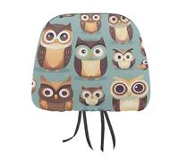 QMKFWT Animal Cartoon Owls Cute Car Seat Headrest Cover Adjustable and Reusable Anti-Dirty Flexible Hear Rest Covers Soft Dust-Proof Car Seat Headrest Protector for Most Vehicles