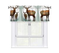 QMKFWT Animal elk Curtain Valance for Windows,Kitchen Window Curtains Blackout Drapes Window Treatments Decorative Rod Pocket Short Curtain for Living Room Bedroom,54" W x 18" L