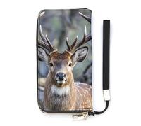 QMKFWT Antlers Wallet Large Capacity Clutch Cash PursePU Leather Long Zipper Pouch Wallet Unisex, white, 20x10.5cm, Wallet