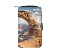 QMKFWT Arches National Park Leather Wallet Long Checkbook Wallets Classic Bifold Ladies Clutch with ID Window