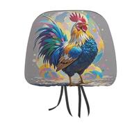 QMKFWT Art Colorful Chicken Car Seat Headrest Cover Adjustable and Reusable Anti-Dirty Flexible Hear Rest Covers Soft Dust-Proof Car Seat Headrest Protector for Most Vehicles