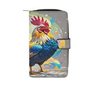 QMKFWT Art Colorful Chicken Leather Wallet Long Checkbook Wallets Classic Bifold Ladies Clutch with ID Window