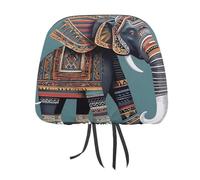 QMKFWT Aztec Elephant Pattern Car Seat Headrest Cover Adjustable and Reusable Anti-Dirty Flexible Hear Rest Covers Soft Dust-Proof Car Seat Headrest Protector for Most Vehicles