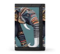 QMKFWT Aztec Elephant Pattern Casual Wallet Credit Card Holder Premium Document Organizer Case for Men And Women