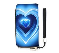 QMKFWT Baby Blue Heart Wallet Large Capacity Clutch Cash PursePU Leather Long Zipper Pouch Wallet Unisex, white, 20x10.5cm, Wallet