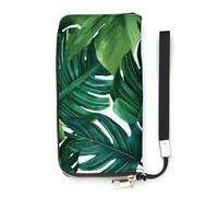 QMKFWT Banana Leaves Wallet Large Capacity Clutch Cash PursePU Leather Long Zipper Pouch Wallet Unisex, white, 20x10.5cm, Wallet