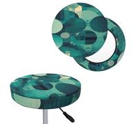 QMKFWT Bar Stool Cover Green Pattern Round Bar Stool Seat Covers with Elastic Bands Dustproof Bar Chair Covers Washable Stool Cushion Covers Stretch Slipcover for 12-14 Inch Chair