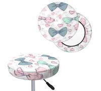 QMKFWT Bar Stool Cover Heart Shape and Bow Round Bar Stool Seat Covers with Elastic Bands Dustproof Bar Chair Covers Washable Stool Cushion Covers Stretch Slipcover for 12-14 Inch Chair