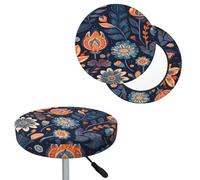 QMKFWT Bar Stool Cover Orange and Blue Round Bar Stool Seat Covers with Elastic Bands Dustproof Bar Chair Covers Washable Stool Cushion Covers Stretch Slipcover for 12-14 Inch Chair