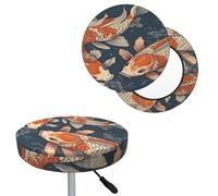 QMKFWT Bar Stool Cover Orange and Koi Fish Round Bar Stool Seat Covers with Elastic Bands Dustproof Bar Chair Covers Washable Stool Cushion Covers Stretch Slipcover for 12-14 Inch Chair