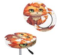 QMKFWT Bar Stool Cover Orange Cat Round Bar Stool Seat Covers with Elastic Bands Dustproof Bar Chair Covers Washable Stool Cushion Covers Stretch Slipcover for 12-14 Inch Chair