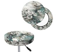 QMKFWT Bar Stool Cover Painted Flower Pattern Round Bar Stool Seat Covers with Elastic Bands Dustproof Bar Chair Covers Washable Stool Cushion Covers Stretch Slipcover for 12-14 Inch Chair