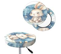 QMKFWT Bar Stool Cover Painted Rabbit Round Bar Stool Seat Covers with Elastic Bands Dustproof Bar Chair Covers Washable Stool Cushion Covers Stretch Slipcover for 12-14 Inch Chair