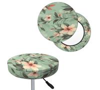 QMKFWT Bar Stool Cover Pastel Floral Pattern Round Bar Stool Seat Covers with Elastic Bands Dustproof Bar Chair Covers Washable Stool Cushion Covers Stretch Slipcover for 12-14 Inch Chair