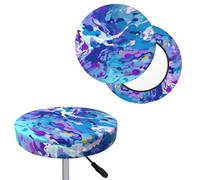 QMKFWT Bar Stool Cover Purple and Blue Mixed Pattern Round Bar Stool Seat Covers with Elastic Bands Dustproof Bar Chair Covers Washable Stool Cushion Covers Stretch Slipcover for 12-14 Inch Chair