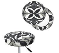 QMKFWT Bar Stool Cover Round Black and White Round Bar Stool Seat Covers with Elastic Bands Dustproof Bar Chair Covers Washable Stool Cushion Covers Stretch Slipcover for 12-14 Inch Chair