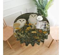 QMKFWT Barn Owl Printed Round Tablecloth,Dust-Proof Wrinkle Resistant Table Cover Washable Polyester Table Cloth for Kitchen Dining Room Farmhouse Picnic Indoor Outdoor(Round 60 Inch)
