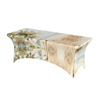 QMKFWT Beach and Coconut Trees_new Decorative Tablecloth Protector for Wedding, Banquet & Parties6FT Spandex Rectangle Tablecloths, Stretch Washable Table Cloth Wrinkle Free Patio Table Cover