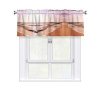 QMKFWT Beach Picture Curtain Valance for Windows,Kitchen Window Curtains Blackout Drapes Window Treatments Decorative Rod Pocket Short Curtain for Living Room Bedroom,54" W x 18" L