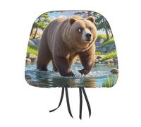 QMKFWT Bear Crossing The River Car Seat Headrest Cover Adjustable and Reusable Anti-Dirty Flexible Hear Rest Covers Soft Dust-Proof Car Seat Headrest Protector for Most Vehicles