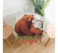 QMKFWT Bear Hug Printed Round Tablecloth,Dust-Proof Wrinkle Resistant Table Cover Washable Polyester Table Cloth for Kitchen Dining Room Farmhouse Picnic Indoor Outdoor(Round 60 Inch)