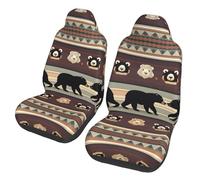 QMKFWT Bear Printed 2 Pcs Automotive Seat Covers for Front with Elastic Straps Car Protector Seat Covers for Car SUV Truck