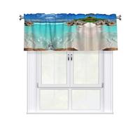 QMKFWT Beautiful Beaches Curtain Valance for Windows,Kitchen Window Curtains Blackout Drapes Window Treatments Decorative Rod Pocket Short Curtain for Living Room Bedroom,54" W x 18" L