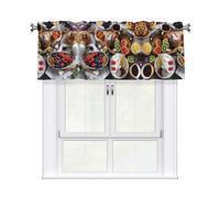 QMKFWT Beautiful Breakfast Curtain Valance for Windows,Kitchen Window Curtains Blackout Drapes Window Treatments Decorative Rod Pocket Short Curtain for Living Room Bedroom,54" W x 18" L