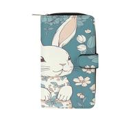 QMKFWT Beautiful Little Bunny Leather Wallet Long Checkbook Wallets Classic Bifold Ladies Clutch with ID Window