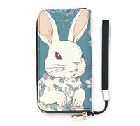 QMKFWT Beautiful Little Bunny Wallet Large Capacity Clutch Cash PursePU Leather Long Zipper Pouch Wallet Unisex, white, 20x10.5cm, Wallet