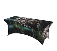 QMKFWT Beautiful Owl Decorative Tablecloth Protector for Wedding, Banquet & Parties6FT Spandex Rectangle Tablecloths, Stretch Washable Table Cloth Wrinkle Free Patio Table Cover