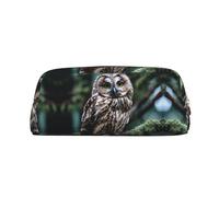 QMKFWT Beautiful Owl print Pencil Bag waterproof Zipper Pencil Case Leather Pen Box Cosmetic Bag For Office Pencil