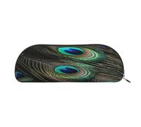 QMKFWT Beautiful Peacock Feathers Pencil Pouch Leather,Small Pen Bags With Zipper For Pencils,Pens,Markers,Makeups,Change,Coins