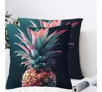 QMKFWT Beautiful Pineapple Plush Throw Pillow Covers 12"X12",Soft Cozy Couch Cushion Covers Decorative Pillow Cases for Holiday Home Bedroom Sofa Decors