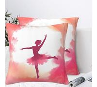 QMKFWT Beautiful Pink Ballet Plush Throw Pillow Covers 12"X12",Soft Cozy Couch Cushion Covers Decorative Pillow Cases for Holiday Home Bedroom Sofa Decors