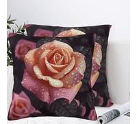 QMKFWT Beautiful Rose Plush Throw Pillow Covers 26"X26",Soft Cozy Couch Cushion Covers Decorative Pillow Cases for Holiday Home Bedroom Sofa Decors