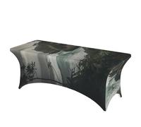 QMKFWT Beautiful Scenery Decorative Tablecloth Protector for Wedding, Banquet & Parties6FT Spandex Rectangle Tablecloths, Stretch Washable Table Cloth Wrinkle Free Patio Table Cover
