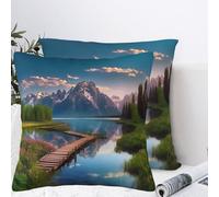 QMKFWT Beautiful Scenery Plush Throw Pillow Covers 24"X24",Soft Cozy Couch Cushion Covers Decorative Pillow Cases for Holiday Home Bedroom Sofa Decors