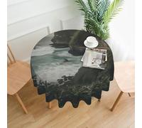 QMKFWT Beautiful Scenery Printed Round Tablecloth,Dust-Proof Wrinkle Resistant Table Cover Washable Polyester Table Cloth for Kitchen Dining Room Farmhouse Picnic Indoor Outdoor(Round 60 Inch)