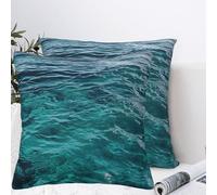 QMKFWT Beautiful Sea Surface Plush Throw Pillow Covers 22"X22",Soft Cozy Couch Cushion Covers Decorative Pillow Cases for Holiday Home Bedroom Sofa Decors