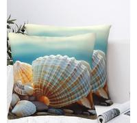 QMKFWT Beautiful Shells Plush Throw Pillow Covers 12"X12",Soft Cozy Couch Cushion Covers Decorative Pillow Cases for Holiday Home Bedroom Sofa Decors