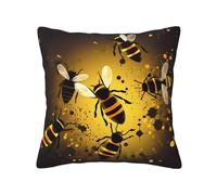 QMKFWT Bee Pattern Print Throw Pillow Covers Decorative Pillow Cover Square Cushion Cases Soft Cushion Cover Throw Sofa Pillow Case for Home Decor Living Room Bed Couch Car 12"x12"