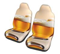 QMKFWT Beer Foam Printed 2 Pcs Automotive Seat Covers for Front with Elastic Straps Car Protector Seat Covers for Car SUV Truck