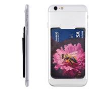 QMKFWT Bees Circling Phone Wallet, Stick On Card Holder for Back of Phone Case - Leather Cell Phone Card Wallet Sleeve Adhesive Phone Pocket - Compatible with Most Cell Phones