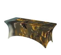 QMKFWT Bees in the Wild Decorative Tablecloth Protector for Wedding, Banquet & Parties6FT Spandex Rectangle Tablecloths, Stretch Washable Table Cloth Wrinkle Free Patio Table Cover