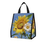QMKFWT Bees Sunflowers Daisy Rose Flowers Lunch Bag Insulated Backpack Collapsible And Reusable Cooler Bags for Men Women
