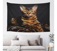 QMKFWT Bengal Cat Tapestry Aesthetic Wall Hanging Tapestries 60'' x 40'' Boho Tapestries Vertical Wall Art Decorative Funny Vintage Poster Flag Tapestry for Bedroom Living Room Decor